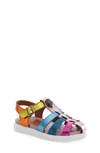 Kurt Geiger Kids' Kensington Colour-blocked Metallic Leather Fisherman Sandals 6-7 Years In Multi-coloured