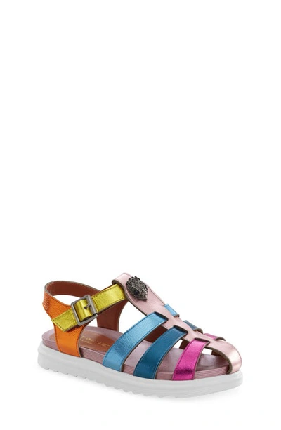 Kurt Geiger Kids' Kensington Colour-blocked Metallic Leather Fisherman Sandals 6-7 Years In Multi-coloured