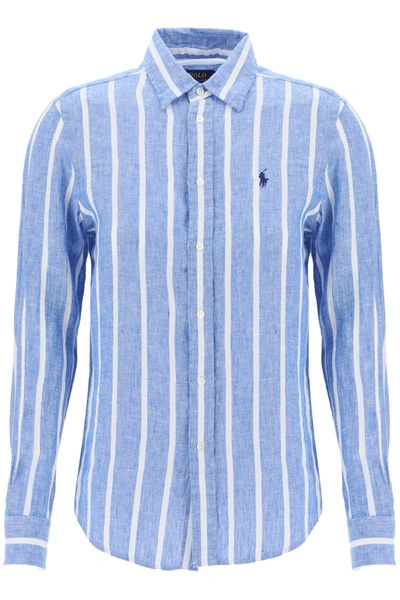 Polo Ralph Lauren Relaxed Fit Linen Shirt In Blue,white