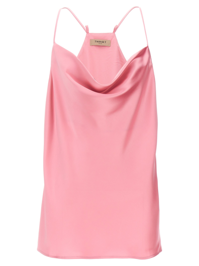 Twinset Satin Top In Pink