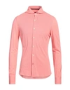 Isaia Man Shirt Coral Size 15 ½ Cashmere, Silk In Red