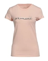 Armani Exchange Woman T-shirt Blush Size L Cotton, Elastane In Pink