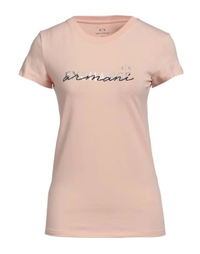 Armani Exchange Woman T-shirt Blush Size M Cotton, Elastane In Pink