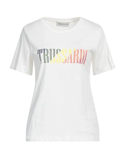 Trussardi Woman T-shirt Cream Size L Cotton In White