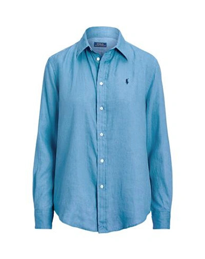 Polo Ralph Lauren Woman Shirt Light Blue Size L Linen