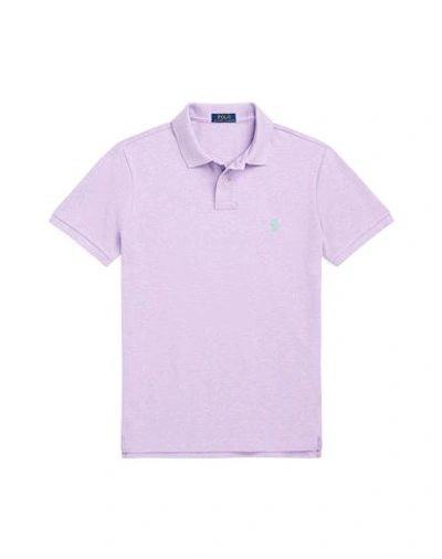 Polo Ralph Lauren Man Polo Shirt Lilac Size L Cotton In Purple