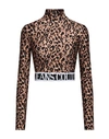 Versace Jeans Couture Woman Top Camel Size 12 Polyamide, Elastane In Beige