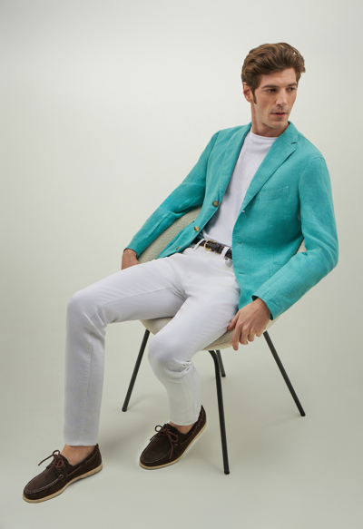 Boglioli Linen K-jacket In Turquoise