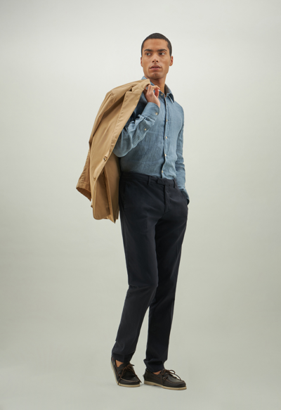 Boglioli Slim-fit Straight-leg Cotton-blend Twill Trousers In Blue