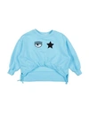 Chiara Ferragni Babies'  Toddler Girl Sweatshirt Sky Blue Size 4 Cotton, Elastane