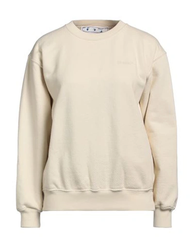 Off-white Woman Sweatshirt Beige Size L Organic Cotton, Elastane