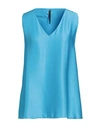 Manila Grace Woman Top Azure Size 6 Viscose In Blue