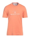 Brunello Cucinelli Man T-shirt Orange Size 3xl Cotton In Orange