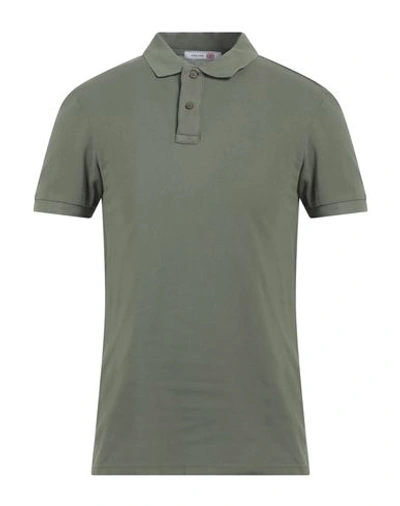 White Home Man Polo Shirt Military Green Size M Cotton