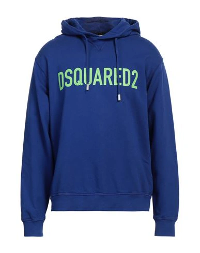 Dsquared2 Man Sweatshirt Bright Blue Size M Cotton, Elastane