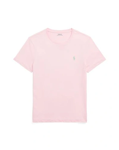 Polo Ralph Lauren Custom Slim Fit Jersey Crewneck T-shirt Man T-shirt Light Pink Size L Cotton