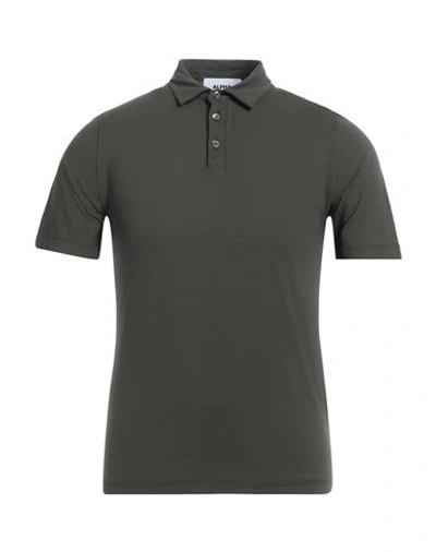 Alpha Studio Man Polo Shirt Military Green Size 36 Cotton, Elastane