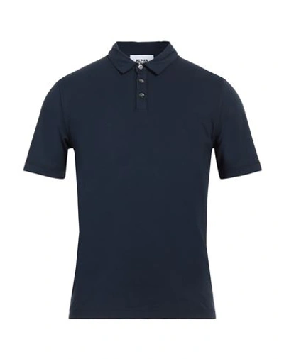 Alpha Studio Man Polo Shirt Midnight Blue Size 42 Cotton, Elastane In Blue