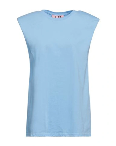 Gina Gorgeous Woman T-shirt Light Blue Size S Cotton