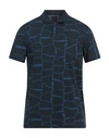 Armani Exchange Man Polo Shirt Navy Blue Size S Cotton, Elastane