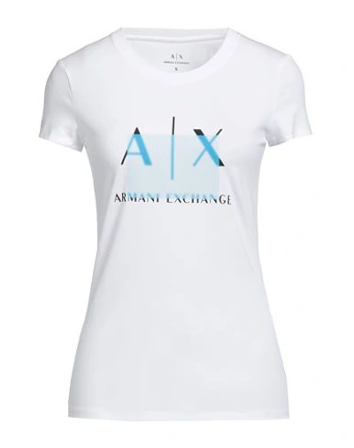 Armani Exchange Woman T-shirt White Size M Cotton, Elastane