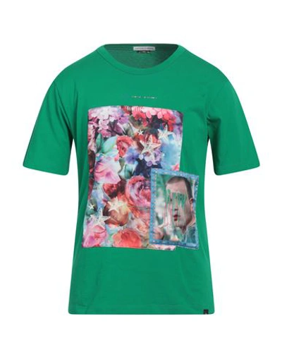 Grey Daniele Alessandrini Man T-shirt Green Size L Cotton In Green