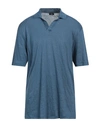 Barba Napoli Man Polo Shirt Blue Size 48 Linen