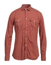 Xacus Man Shirt Brown Size 16 Cotton In Brown
