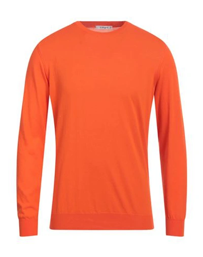 Kangra Cashmere Kangra Man Sweater Orange Size 44 Cotton In Orange