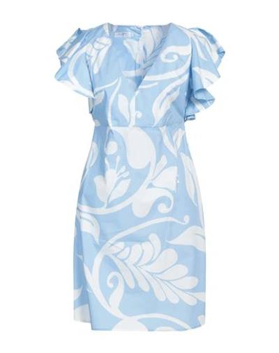 Barba Napoli Woman Mini Dress Sky Blue Size 8 Cotton
