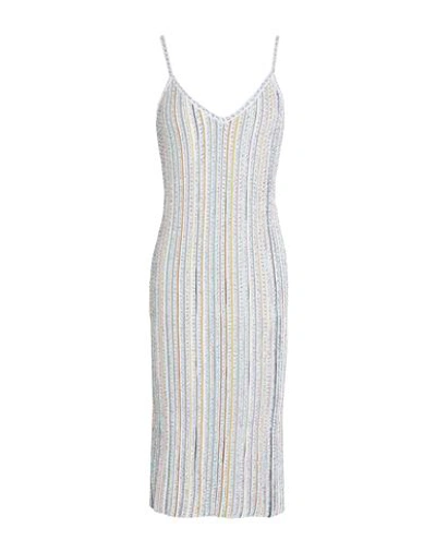 Missoni Linear Pale Stripe Midi Dress In White Multi In White/beige