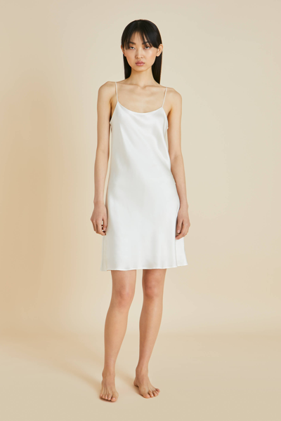 Olivia Von Halle Venus Ivory Silk Habotai Slip Dress In White