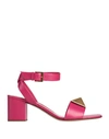 Valentino Garavani Woman Sandals Fuchsia Size 7.5 Soft Leather In Pink