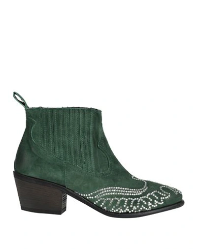 Je T'aime Woman Ankle Boots Dark Green Size 7 Soft Leather