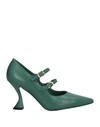 Jeannot Woman Pumps Green Size 7 Soft Leather