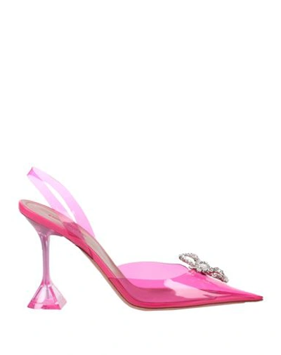 Amina Muaddi Woman Pumps Fuchsia Size 8 Pvc - Polyvinyl Chloride In Pink