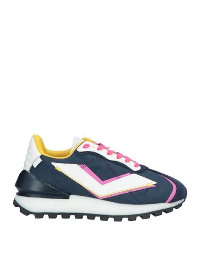 Voile Blanche Woman Sneakers Midnight Blue Size 7 Leather, Textile Fibers In Blue