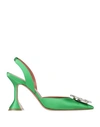 Amina Muaddi Satin Begum Slingback Pumps 95 In Green