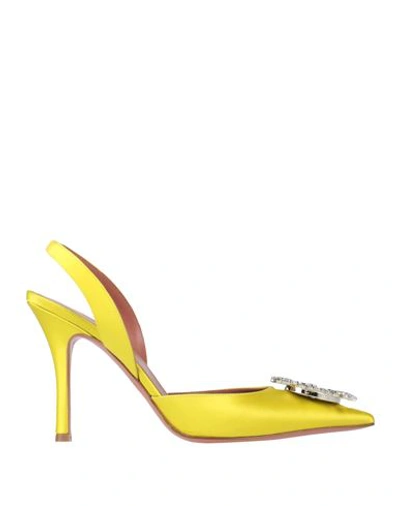 Amina Muaddi Woman Pumps Yellow Size 9 Textile Fibers