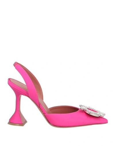 Amina Muaddi Woman Pumps Fuchsia Size 6 Textile Fibers In Pink