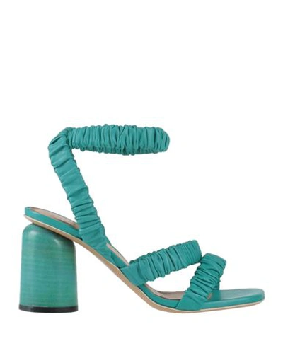 Halmanera Woman Sandals Turquoise Size 7 Soft Leather In Blue