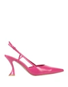 Jeannot Woman Pumps Fuchsia Size 10 Leather In Pink