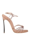 Casadei Woman Sandals Blush Size 6 Leather In Pink