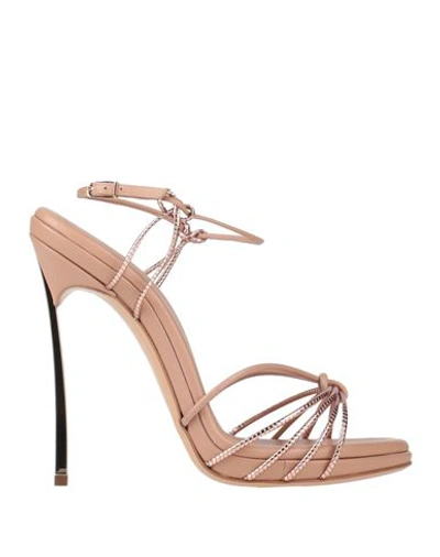 Casadei Woman Sandals Blush Size 6 Leather In Pink