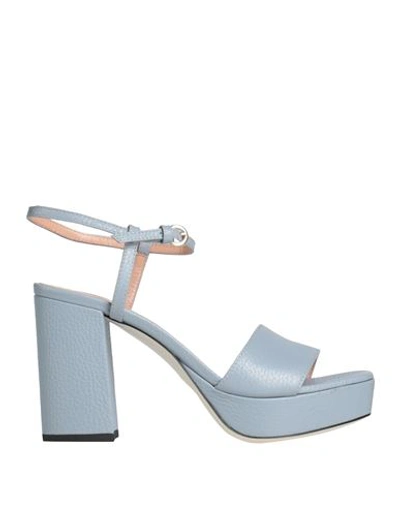 Pollini Woman Sandals Light Blue Size 8 Leather