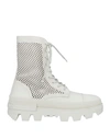 Moncler Woman Ankle Boots Light Grey Size 8 Leather In Cream