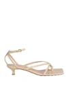 Bottega Veneta Woman Thong Sandal Sand Size 7.5 Leather In Beige