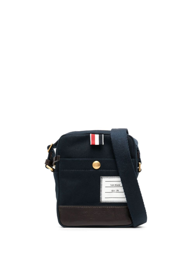 Thom Browne Blue Logo-appliqué Canvas Messenger Bag