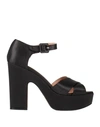Nenette Woman Sandals Black Size 6 Textile Fibers
