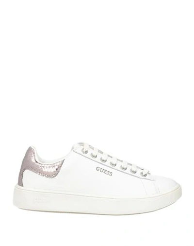 Guess Woman Sneakers White Size 6 Leather, Rubber
